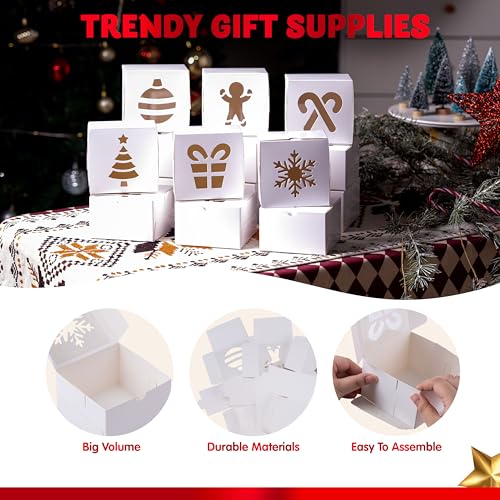 JOYIN White Christmas Cookie Gift Boxes - 36 Pack, 4x4x2.5 Inches, Holiday Bakery Treat Packaging