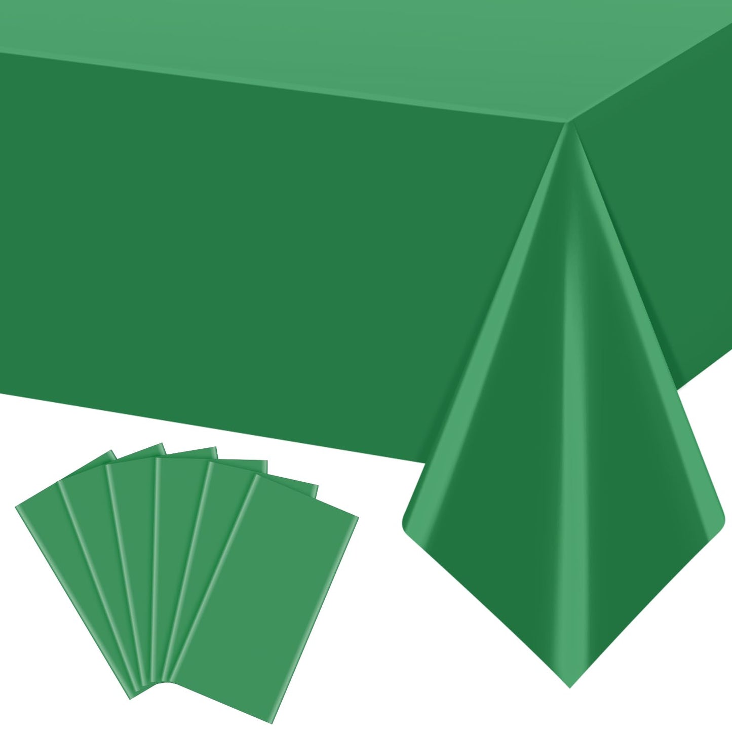 YIDAKO 6Pcs Green Tablecloths for Rectangle Tables,Disposable Plastic Table Cloth,Waterproof Green Table Cover for Graduation Birthdays Weddings Anniversary Party Decorations,54 x 108 Inch