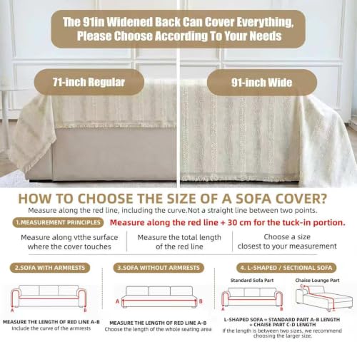 Beige 71x118-Inch Washable Couch Cover for Dogs & Pets, Non-Slip Sectional Sofa Protector