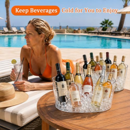 13.5L Transparent Ice Bucket Set for Parties with Handles & Scoops