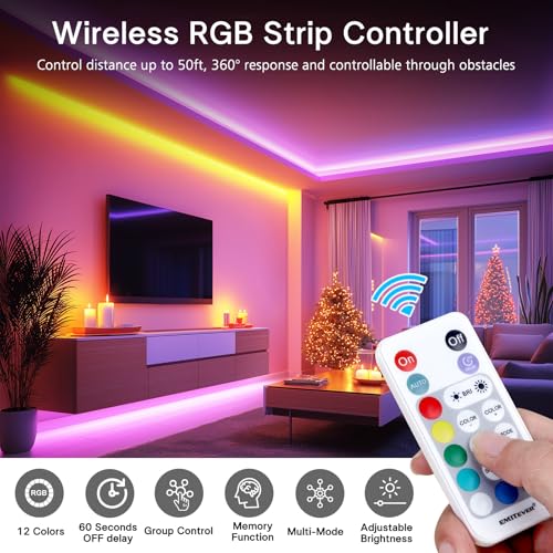 RGB COB LED Strip Light Kit 16.4ft Dimmable Color Changing Ambient Lighting - Multicolor