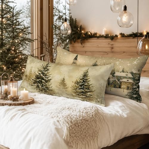Lanpn Christmas Body Pillowcase 20x54 Set of 2, House Forest