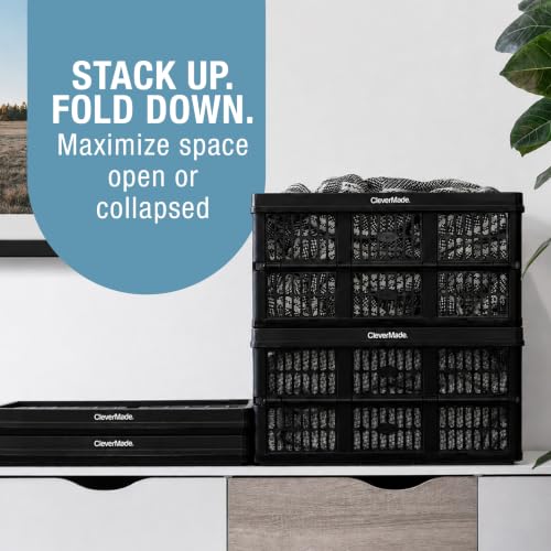 CleverMade Obsidian 45L Collapsible Utility Crates 3-Pack for Storage