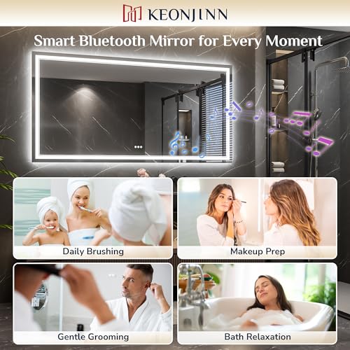 24x30 Inch LED Bathroom Mirror with Lights, Bluetooth Speaker, Front & Backlit - Variation of 30"L x 24"W