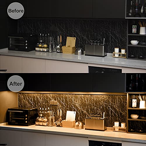 Under Cabinet LED Lighting Kit 6 pcs 12 Inch Strips Super Bright Warm White 3000K with Black Cable