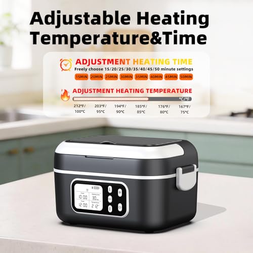Drafin Black Cordless Electric Lunch Box 6.3 Cups with 27000mAh Battery, Rapid Heating