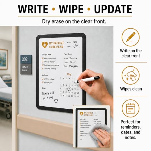 Fodeez Black 8.5 x 11 Self-Adhesive Wall Frames Pack of 5 – Reusable Dry Erase Protector