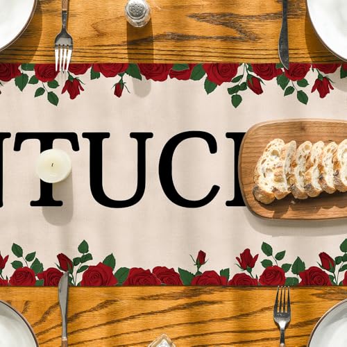Artoid Mode Kentucky Horse Race Table Runner 13 x 72 Inch for Home & Party Decor, Red