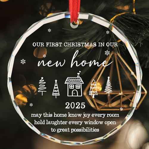House Warming Gifts New Home for Couple Our First Christmas in Our New Home 2025 Housewarming Gifts for Newlywed Just Married Christmas Tree Decoration Glass Round Ornament