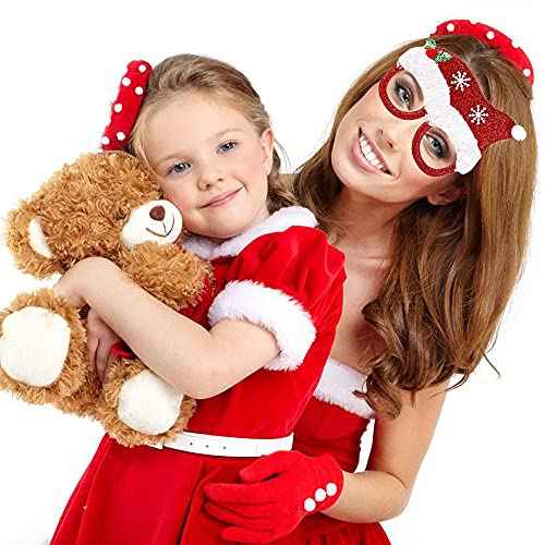 Christmas Party Glasses Frame Xmas Glitter Eyeglasses Tree Reindeer Antlers Deer Santa Claus Snowman Glasses Unisex Cosplay Costume Creative Funny Eyewear Holiday Party Supplies Decorations 6 Pack