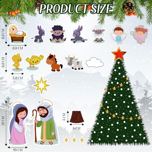 TOODOO Nativity Scene Christmas Tree Magnets for Refrigerator, Holiday Decor
