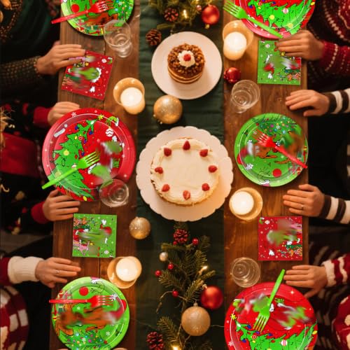 Christmas Party Plates and Napkin Set - 120pcs Holiday Dinnerware Assortment