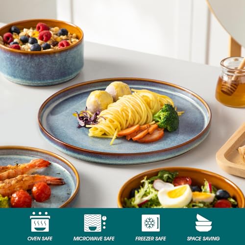 Vancasso Onion Ceramic Dinnerware Set for 4 - 12 Pieces Blue Reactive Glaze