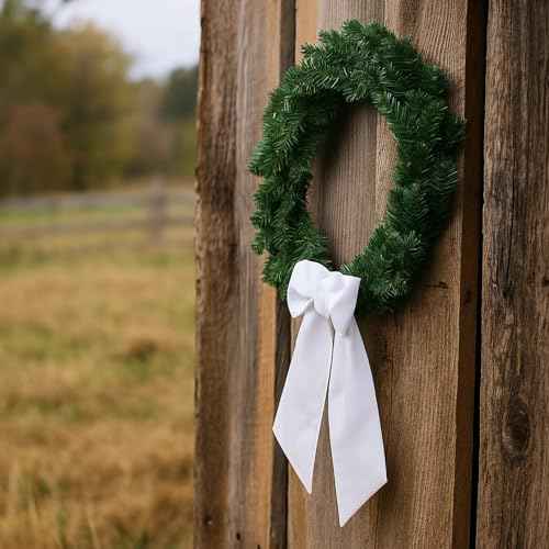 White Blank Sash Ribbon for Wreath Decoration, 55" Professional Grade Linen Bow Embroidery Monogram Wedding Party Door Farmhouse Christmas Craft