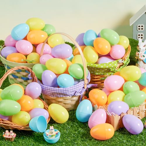 JOYIN 3.15" Pastel Easter Eggs, 25PCS Large Plastic Eggs, Empty Colorful Fillable Eggshells for Easter Hunt, Party Favor, Basket Stuffers Filler, Classroom Prize Supplies