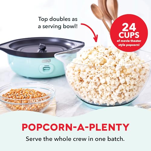 Dash SmartStore Deluxe 24-Cup Aqua Stirring Popcorn Maker with Butter Tray