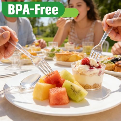 Heavy Duty Plastic Silverware 1200-Piece Set with 600 Spoons & 600 Forks, BPA-Free Combo