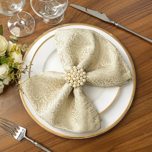 Beige Cloth Napkins Set of 12, 18 x Inch Dinner