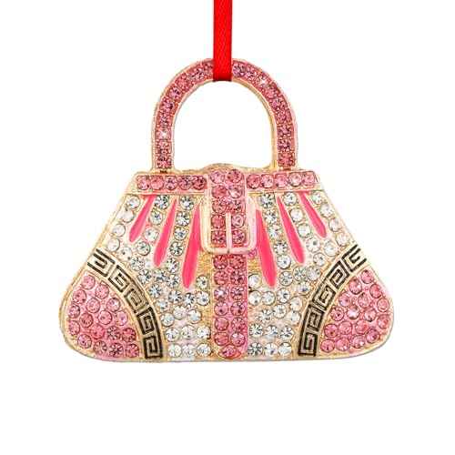 WhatSign Pink Handbag Christmas Ornaments - Metal Ornaments for Christmas Tree Decorations Keepsake Gifts for Women Girls Sister