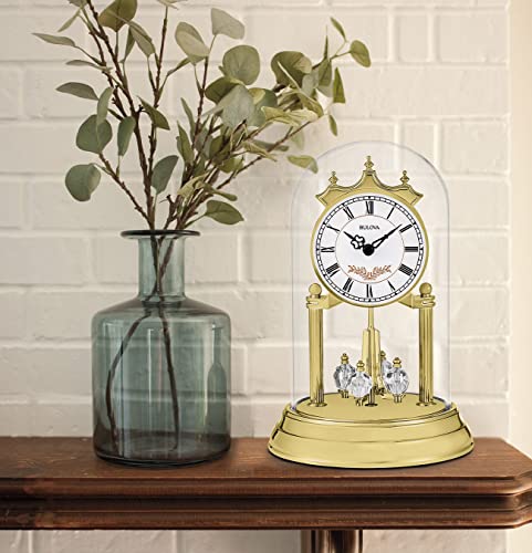 Bulova B8821 Heather Anniversary Clock | 9" Glass Dome Design