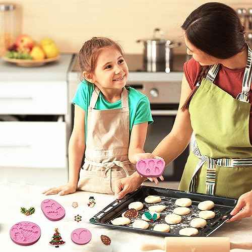 Holly Leaf Silicone Molds, 4 Packs Christmas Pine Cones Berry Tree Fondant Molds for Christmas Cake Decoration Cupcake Topper Soap Candy Chocolate Sugar Clay