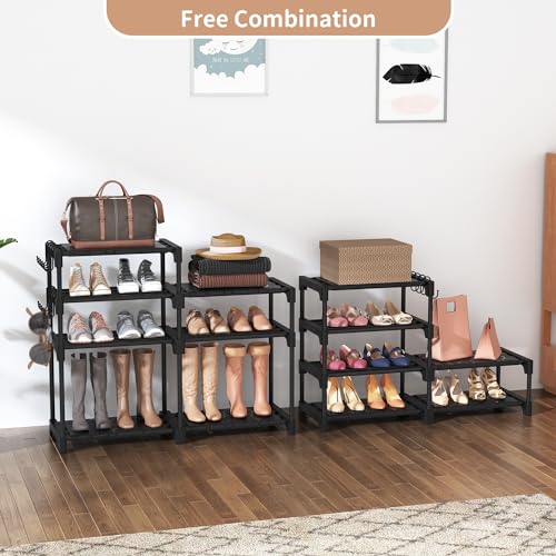 ROJASOP Black 8-Tier Metal Shoe Rack Organizer for Closet & Entryway, 26-32 Pairs