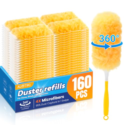 Alotiki 160P Duster Refills - Double-Sided Fiber, 360° Cleaning, Fits Swiffer Handles