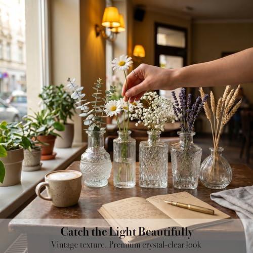32 Pcs Clear Glass Bud Vases Set - Vintage Mini Flower Vases for Weddings & Events - Variation 32