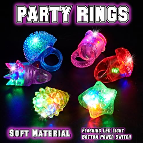Glow in the Dark LED Ring Set - 300 Bulk Party Favors for Kids & Adults