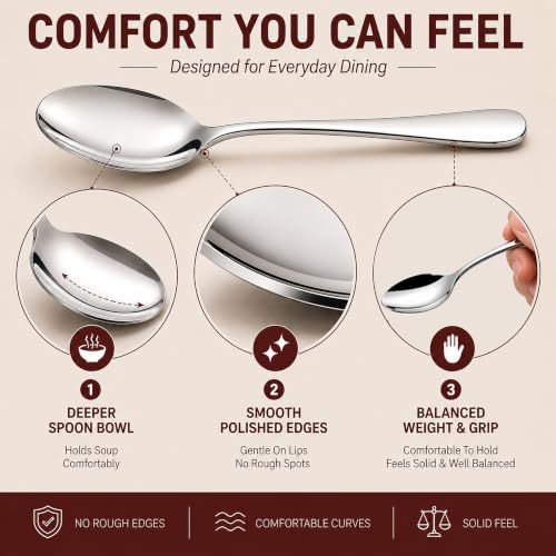 KIKCOIN 40 Pack Silverware Set for 8 - Food-Grade Stainless Steel Flatware, Utensil Set for Home & Restaurant