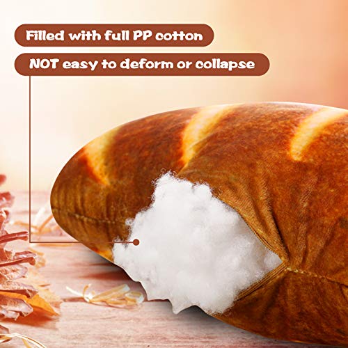 Jetec 2 Pieces 3D Simulation Bread Pillows, Plush Bread Shape Stuffed Funny Burrito Throw Pillow Soft Butter Toast Food Decoration for Office Home Cushions(16 Inch)