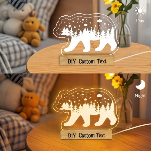 Personalized Night Light for Baby Kids, Custom DIY Name Bear Led Lamp for Girls Boys, Customized Name Night Lights Gift for Children Nursery