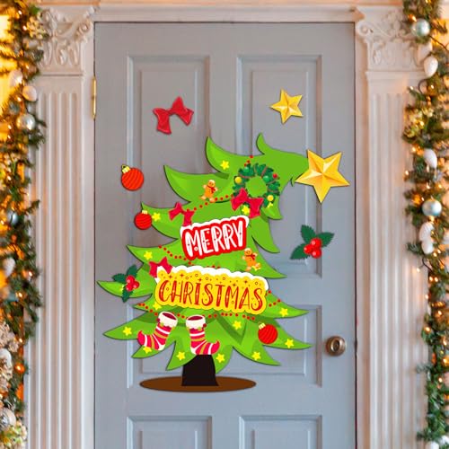 TOODOO Cute Christmas Refrigerator Magnets DIY Xmas Tree Stickers Holiday Decor