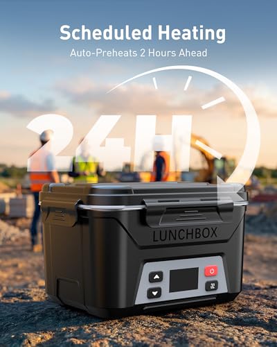 EAST OAK Black 5.5-Cup Cordless Heated Lunch Box with Scheduled Heating