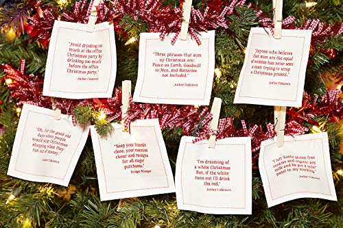 Christmas Quotes White Cotton Napkins - 4.5x4.5 Inches, Pack of 50 - Holiday Party Decor