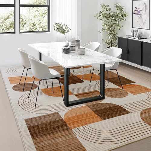 Large Machine Washable Modern Geometric Area Rug 6x9 ft - Soft Non-Slip Home Decor