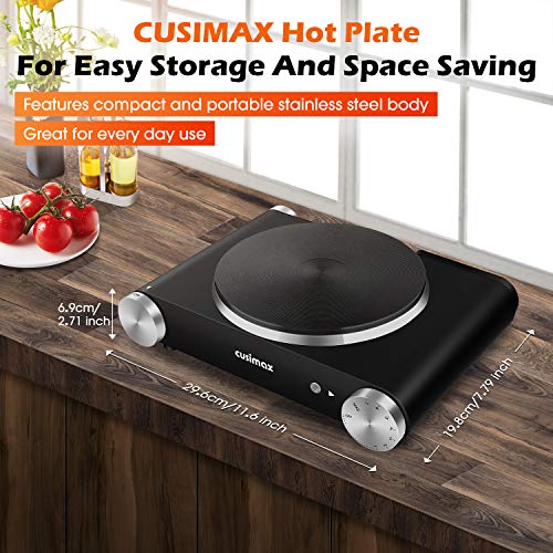 CUSIMAX Black Electric Hot Plate Stove 1500W Portable Single Burner