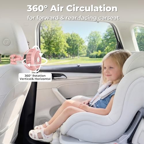 AMACOOL Pink Battery Operated Stroller Fan - Portable Clip-On & Rechargeable