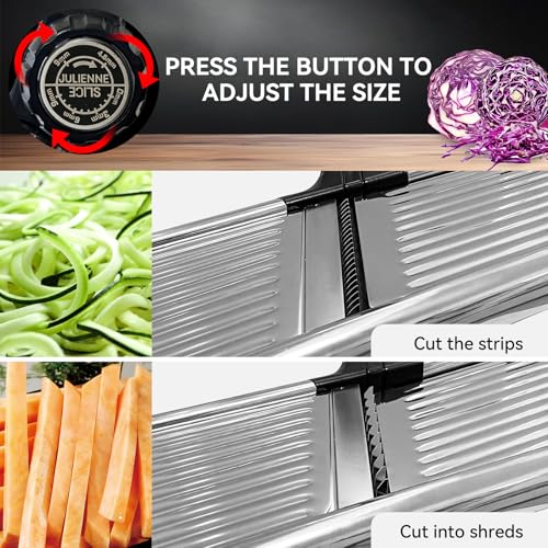 XAYCDEHN PRO Mandoline Slicer Black - Adjustable Stainless Steel Food Cutter with Safety Gloves