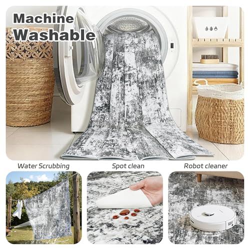 Yidanamy 8x10 Grey Washable Area Rug for Living Room & Bedroom - Abstract Carpet