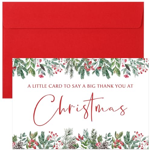 25-Pack Christmas Thank You Cards with Envelopes - 7.9x6in Stationery Set