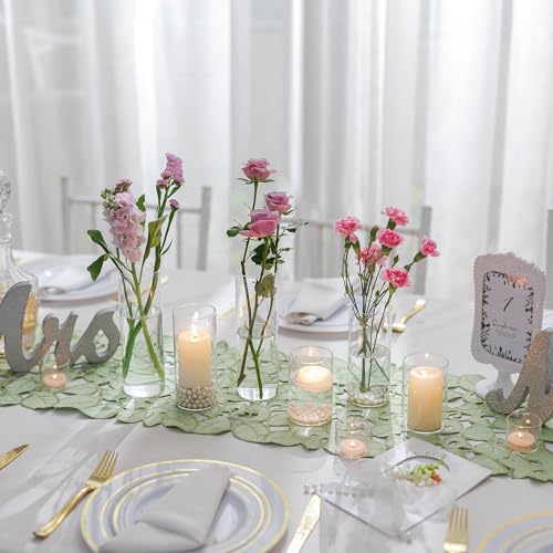 Hewory Set of 24 Clear Glass Cylinder Vases 2.6”, 3.9”, 5.9” for Centerpieces