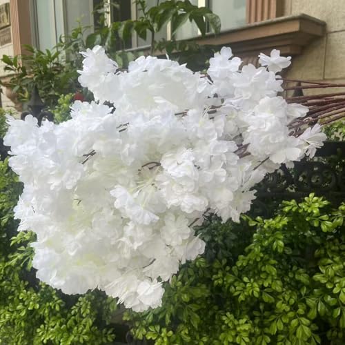 50 Pieces White Simulated Cherry Blossom Branches - Realistic Faux Floral Décor