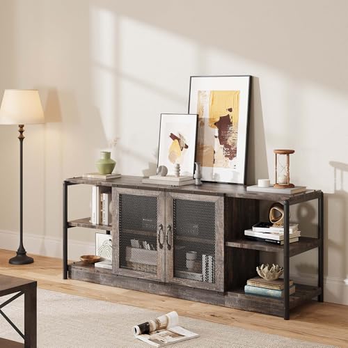 Rustic Oak Farmhouse TV Stand for 65/75-inch TVs - 63 Inch Console with Storage