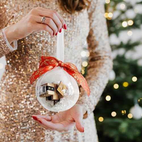 Funny Ornament, Mini Express Box Packages Clear Ball Ornament for Christmas Tree, Funny Gifts Box for Christmas Decoration, Mini Packages