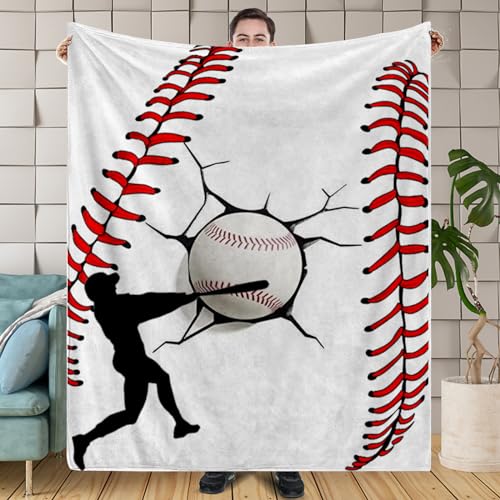 Baseball Blanket for Boys 8-12, Christmas Birthday Fleece Blankets for Men Baseball Lover Gifts, Flannel Fluffy Sofa Couch Bed Baseball Room Decor 60" x 50"