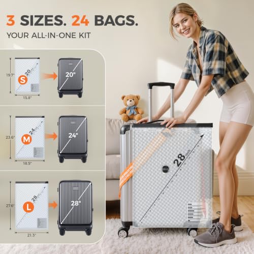 Nicetree 24-Pack Vacuum Storage Bags Combo Set with Rechargeable Wireless Pump - 3 Sizes Travel Space Saver for Clothing & Bedding