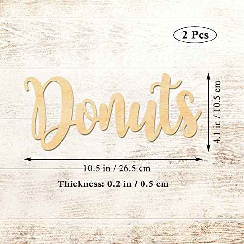2pcs Donuts Wood Signs Cutouts Wooden Donuts Letter Hanging Signs DIY Block Words Decorative Signs for Wreath Door Wall Birthday Wedding Party Decoration
