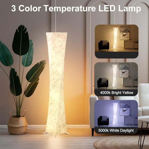 World Win 61'' RGB Corner Floor Lamp with Hourglass Shade - Square Version
