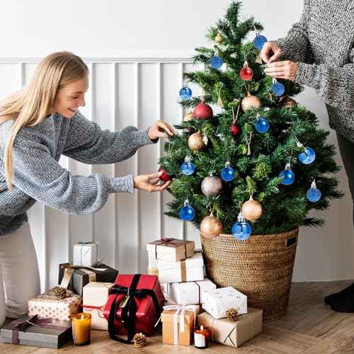 GOOTRADES Set of 24 Mini Shatterproof Christmas Balls Tree Ornaments Party Decoration, 3cm/1.1'' (Blue)